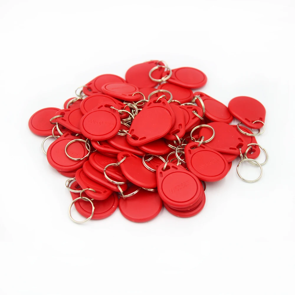 LUCKING DOOR 100pc/lot 125khz RFID Keychain NO3 ID Keyfob RFID Tag TK4100 Access Control Card Sticker Key Fob  Ring Proximity