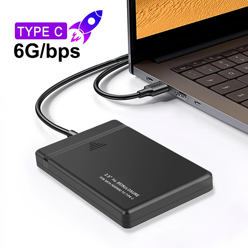 حاوية محرك الأقراص الصلبة مقاس 2.5 بوصة USB3.1 حافظة القرص الصلب الخارجي المحمول SATA إلى USB3.0/Type-C حاوية القرص الصلب 5Gbps SATA HDD للكمبيوتر المحمول
