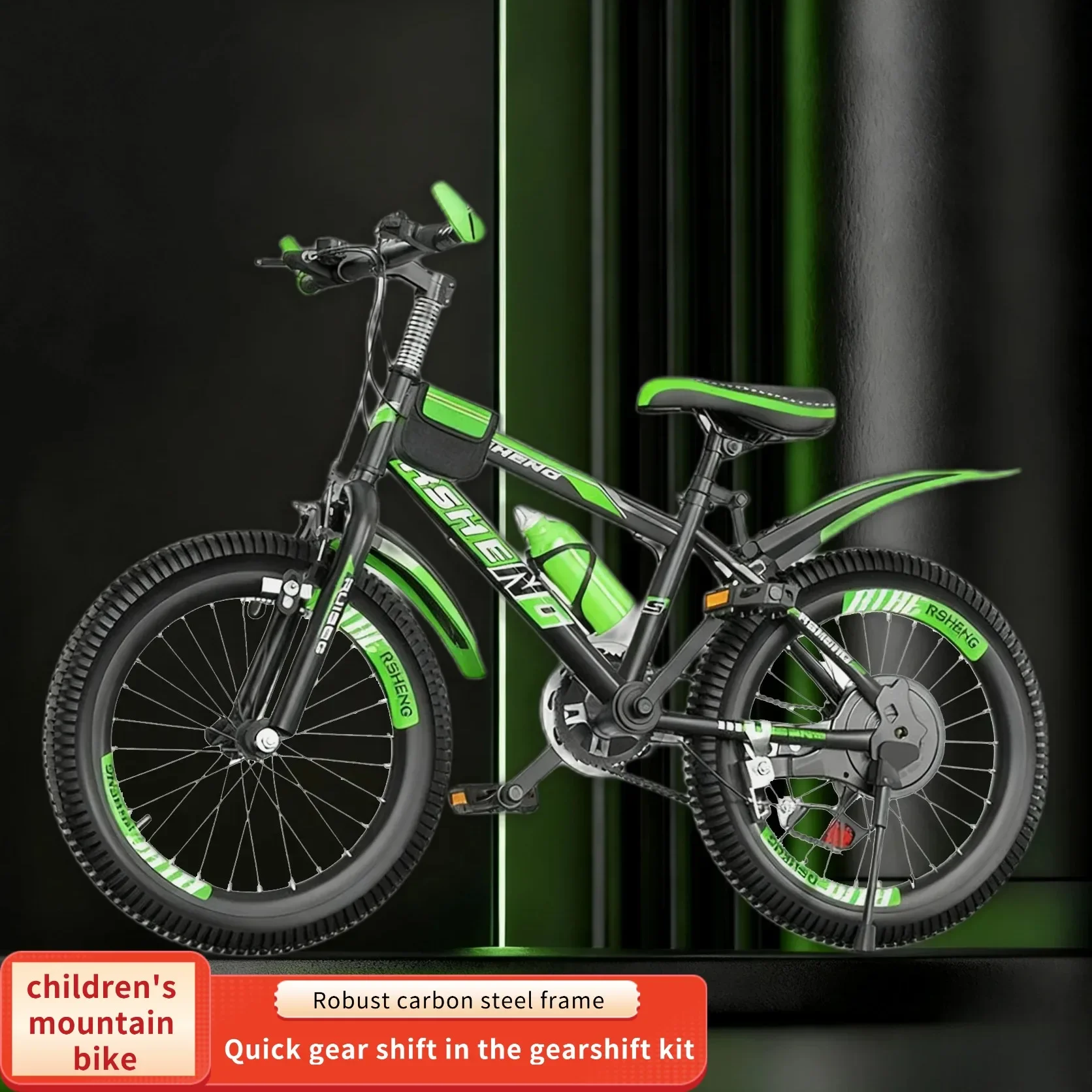 Schwarz-grünes Mountainbike für Erwachsene und Kinder, 18–24 Zoll, Studentinnenfahrrad mit variabler Geschwindigkeit für Jugendliche, Fitness und Training