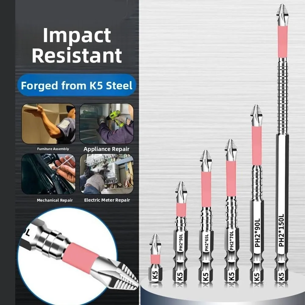

6/10pcs Anti-Slip Magnetic Screwdriver Bit High Torque Impact Resistant Batch Head Cross Hexagonal Handle Ph2 Screwdriver Bit
