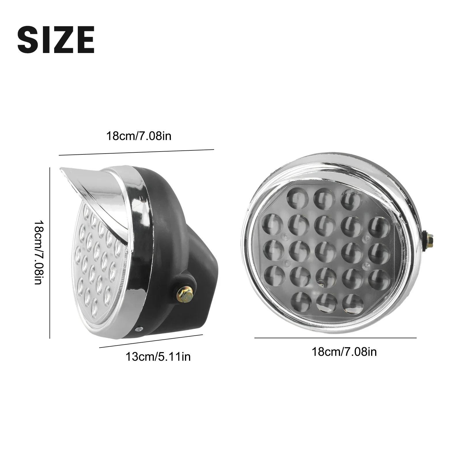 

12v-80V 8/12/16 Beads Tricycle Motorcycle LED Headlight Waterproof Spot Light Beam Motorbike Fog Lamp LED Spotlight 18x18cm