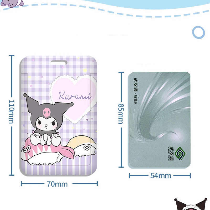 Cute Kuromi ID Badge Holder para Meninas, Cordão, Caso De Cartão De Crédito, Alça De Pescoço, Porta Titular Do Cartão, Credenciais Presente