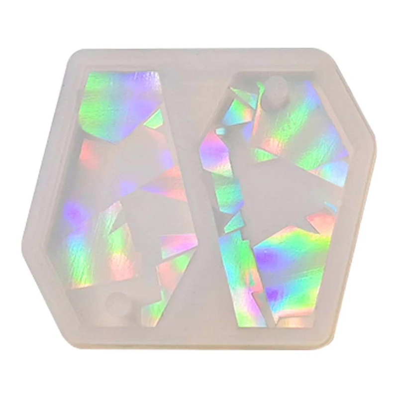 R3MC Light and Silicone Mold Epoxy Resin Casting Keychain Geometric Coffin Pendant Earrings Mold DIY Craft