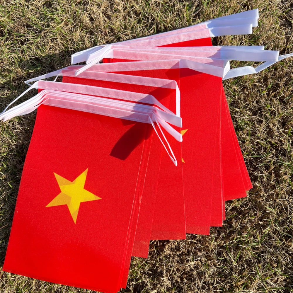 20 piezas/juego 14cmx21cm Banderines de Vietnam Banderas de cadena de Vietnam Bandera de estandarte para festivales, fiestas y d