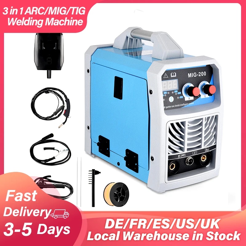 3 in 1 MIG/TIG/ARC Semi-Automatic Welding Machine 200A MIG Welder IGBT Inverter Welding Machine Gas Gasless Iron Soldering