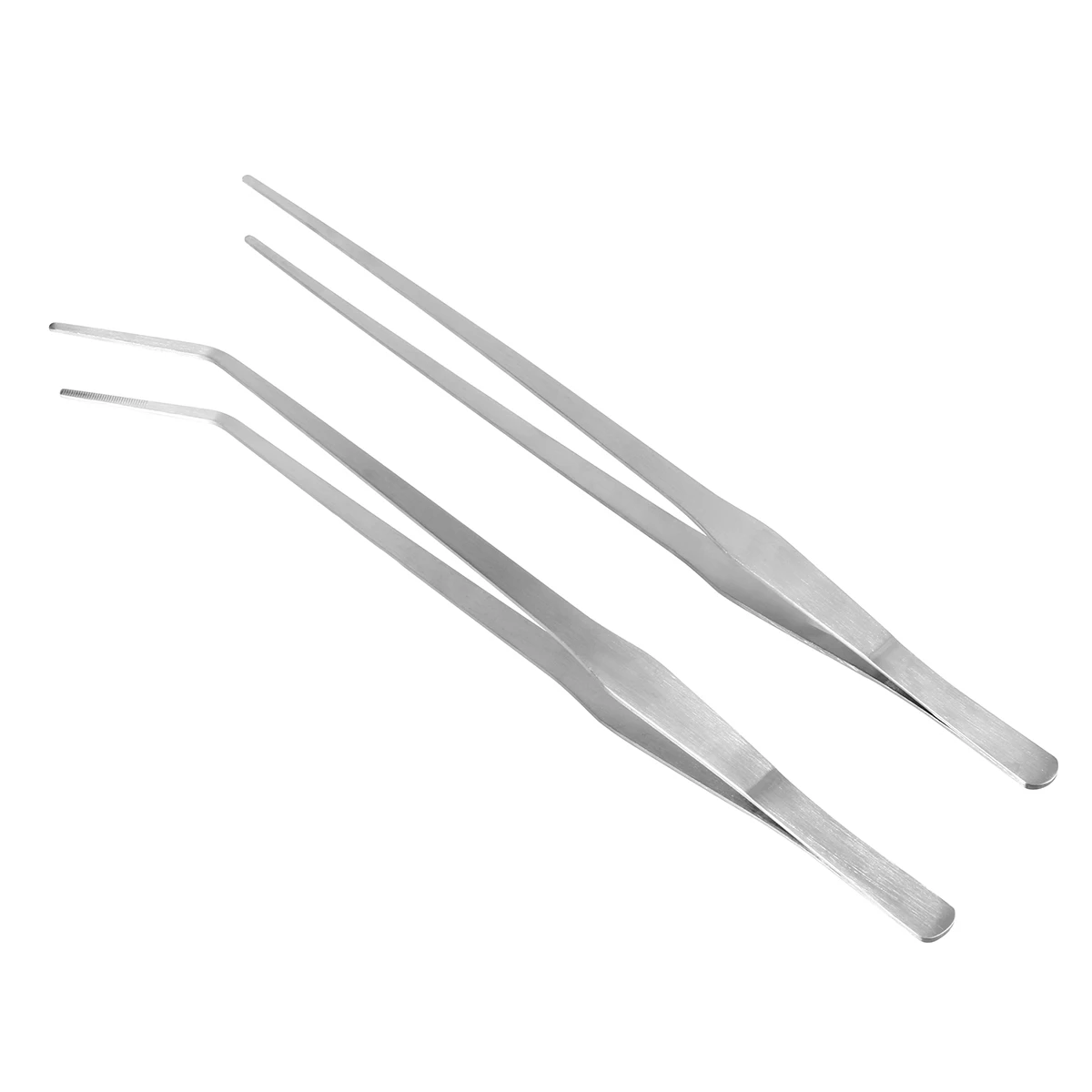 

2pcs Tweezers Set Straight Curved Tip Stainless Steel Aquarium Fish Tank Plant Trimming Aquatic Plant Tongs Tools