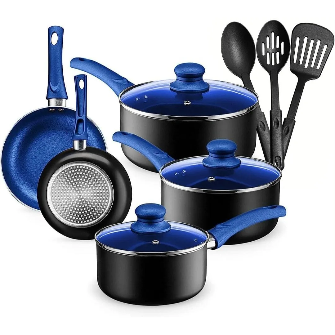 

11 Piece Nonstick Pots and Pans Set with EvenHeat Technology, Blue
