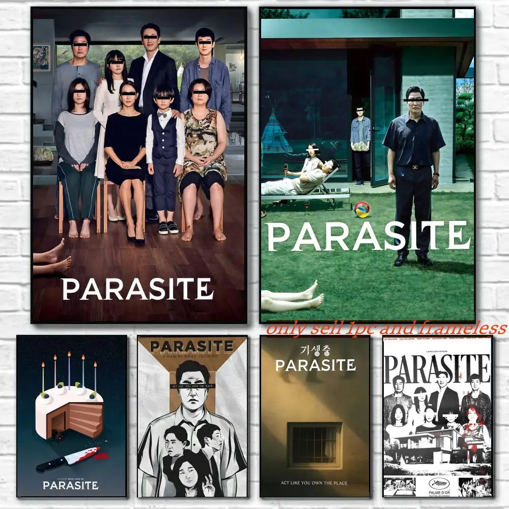 Dark comedy thriller Movie P-Parasite Poster Home Living Bed Room Bar Hallway Sticky Wall Art Printing Aesthetic Decor
