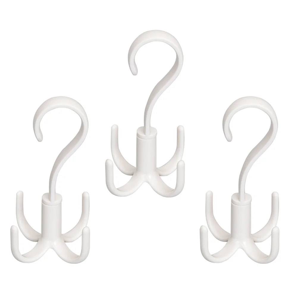 

3 Pcs Coat Hangers Belt for Closet White Hooks Hanging Rotating Clothes Scarves Rack 4 Tie Organizer Scarf