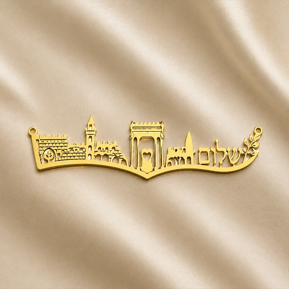 

EUEAVAN 1pc Stainless Steel Pendant for Necklace Old City Jerusalem Skyline Holy Temple Connector Charm Jewish Jewelry Making