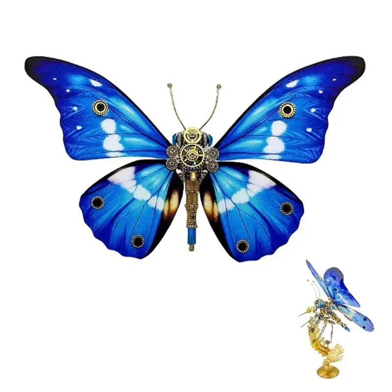 Rompecabezas de Metal 3D de mariposa con Base, Kits de modelos de ensamblaje DIY para adultos y niños, juguete mecánico Punk artesanal