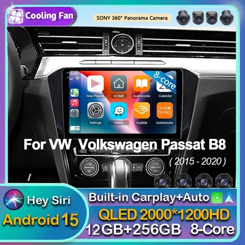 Android 15 Carplay Auto WIFI+4G Car Radio For VW  Volkswagen Passat B8 2015- 2020 Multimedia GPS Player Stereo 2din Head Unit