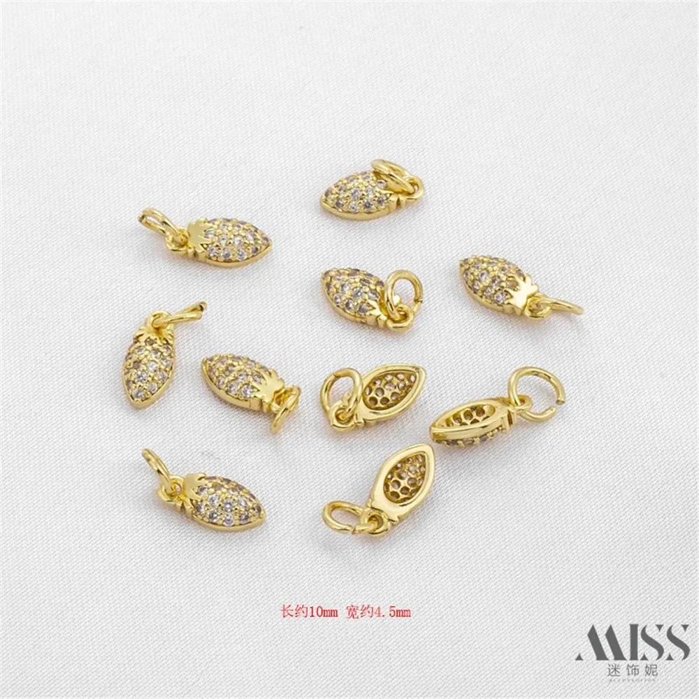 14K Bag Gold Inlaid Zircon Strawberry Pendant DIY Accessories Color Retention Charm Pendant Handmade Jewelry Material