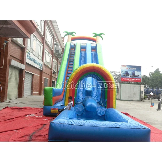 inflatable water slide with air-tight pool for bea,two parts inflatable pirate water slide with detachable swimming pool