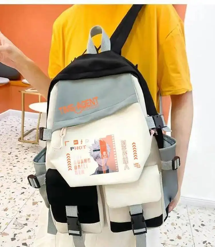 Juego de Anime negro Rosa enlace Click estudiantes adolescentes Mochilas escolares Mochilas de gran capacidad para lindo Kawaii