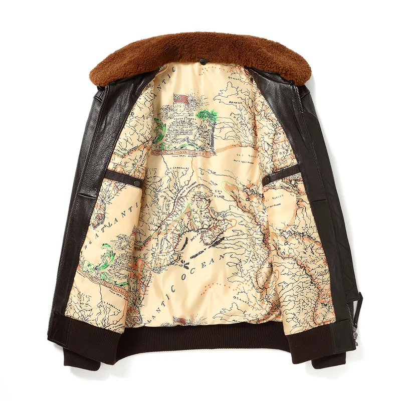 เสื้อแจ็คเก็ตหนังวัวแท้สำหรับผู้ชาย, เสื้อแจ็คเก็ต G1สีน้ำตาลเข้มขนาดยุโรป