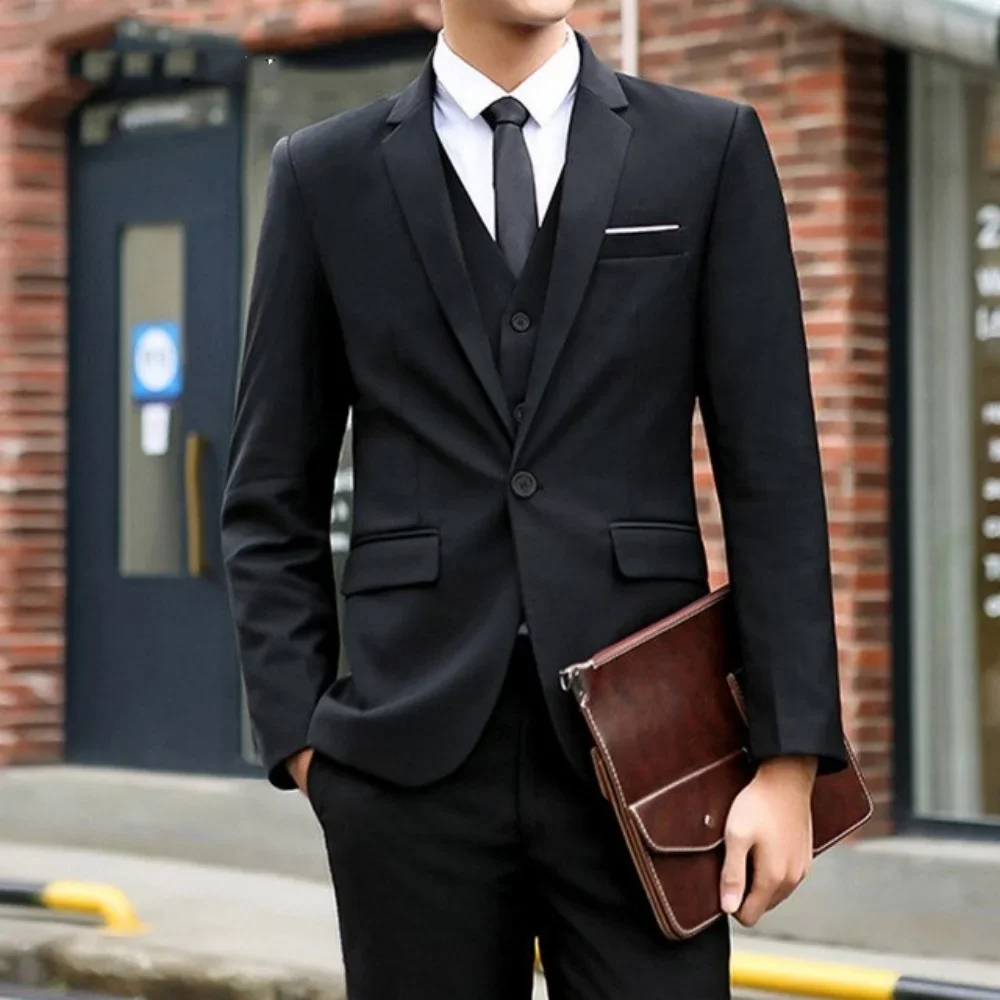 

Customized Men's Business Suits Single Breasted Bridegroom Formal Dinner Party Men Suits 3 Pieces(Jacket+Pant+Vest)