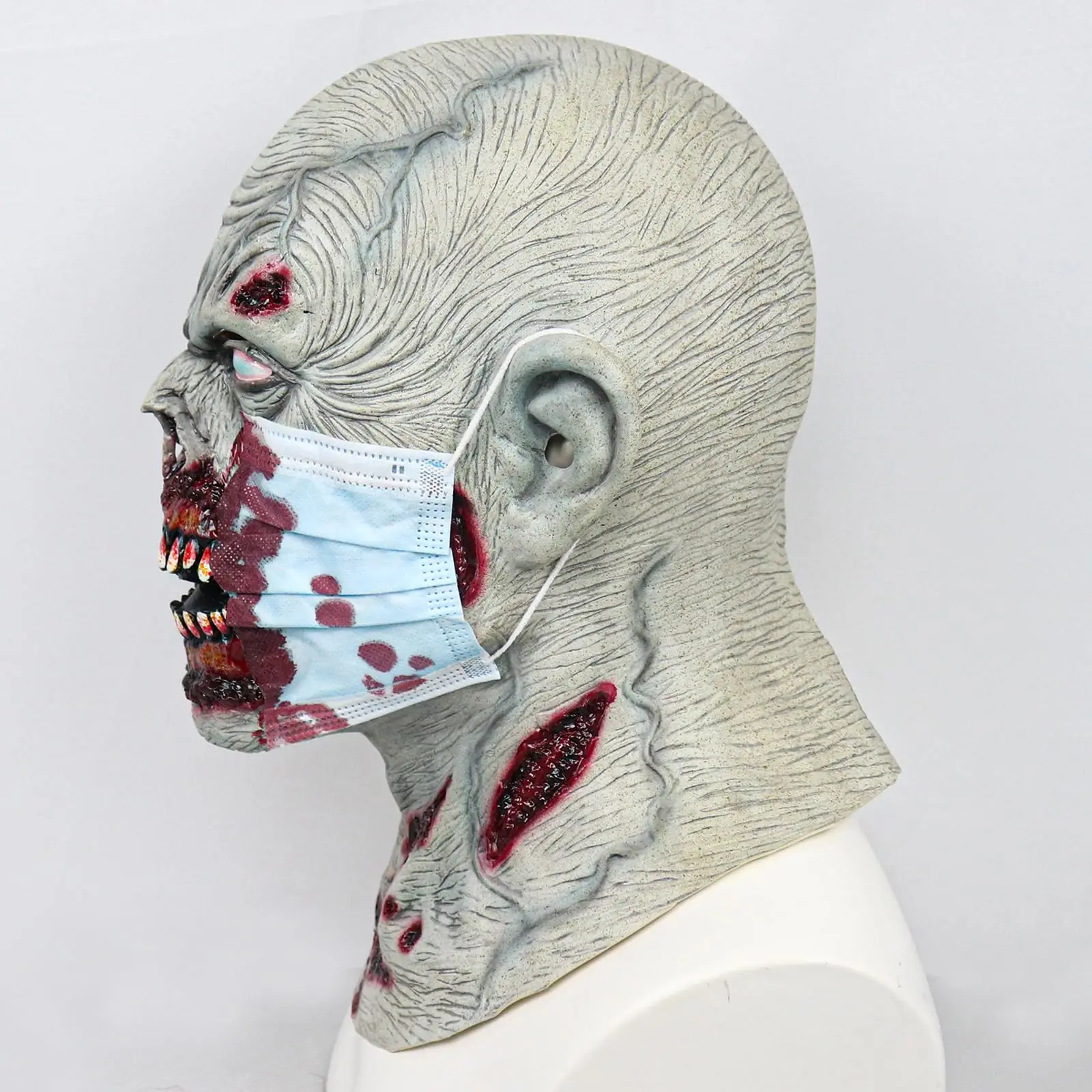 Halloween Scary Zombie Mask Full Head Latex Demon Mask Creepy Vampire Headgear Horror Cosplay Costume Bloody Props 3
