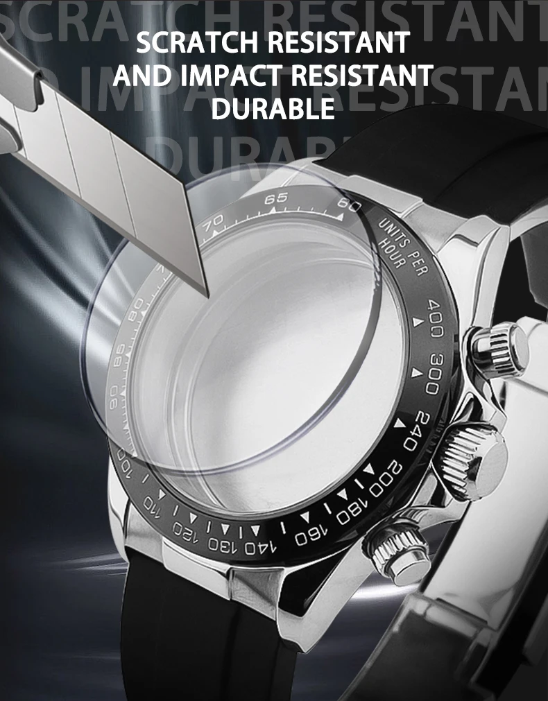 NEITON 39 mm Saphirglas, Quarz-Edelstahlgehäuse, Kautschukarmband, passend für VK63 Quarzwerk – Detail 2