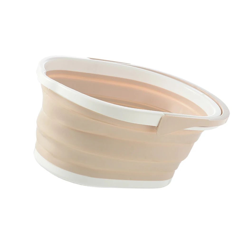 

Foldable Plastic Bucket Household Water Container Floor Cleaning Portable Accessory Beige Foldable Bucket Floor Mop Cleaner
