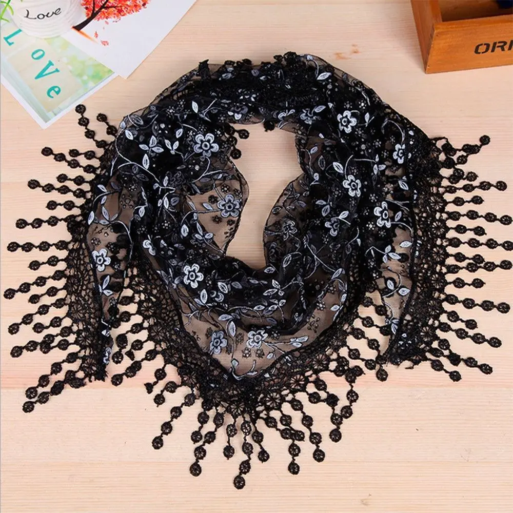 Hot New Sheer Print Triangular Design Top Ladies Crochet Shawl Lace Triangle Fashion Scarf