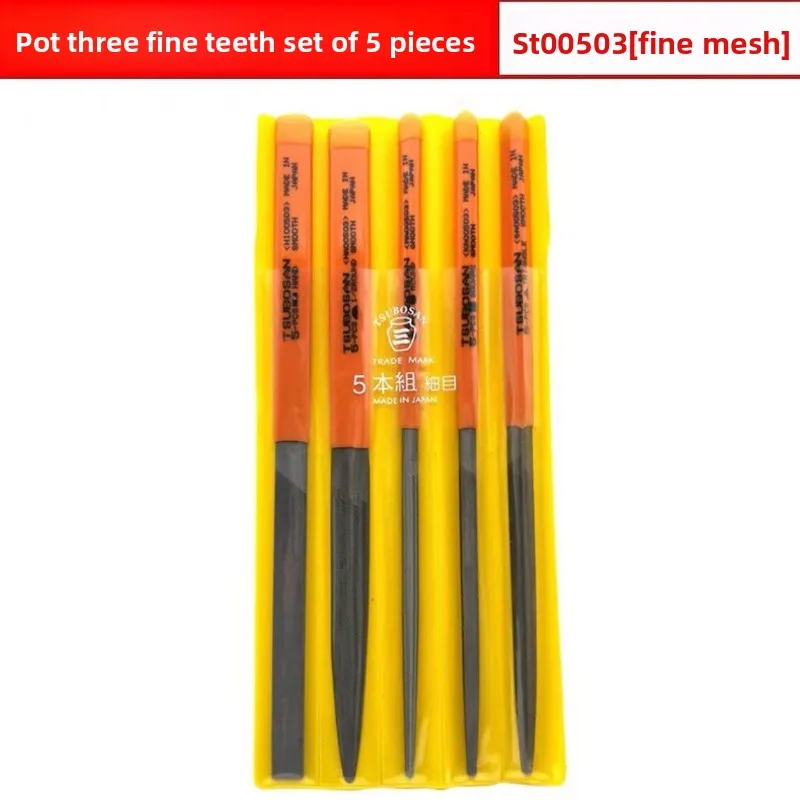 5-Piece Japanese Hozan Mixed File Set Metal Woodworking Small Tool Kit with Flat Half-Round Triangular Files Medium Fine Teeth