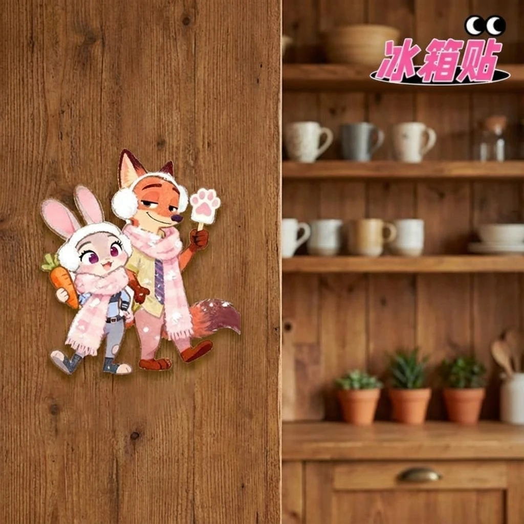 

Магнитные наклейки на холодильник «Зоотопия»: Ник и Джуди — мультяшные персонажи, высококачественный декор, подарок для друзей, детей, для дома и кухни