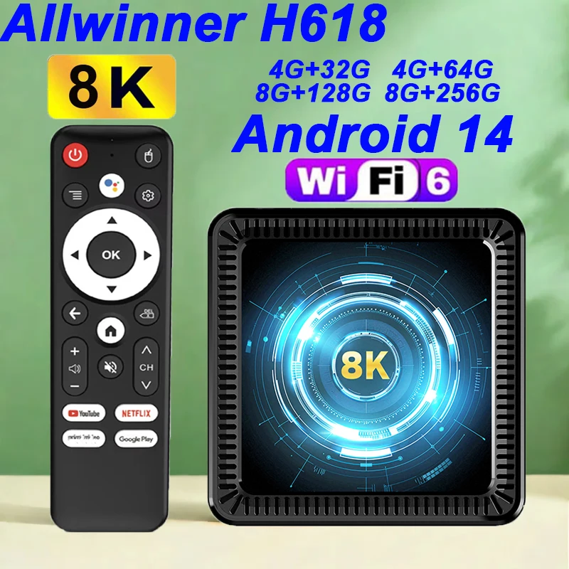 Android14 Smart TV Box Q19 2.4G&5G Dual Wifi6 8K Video High Speed Processing Support Google Voice Assistant Netflix Media Player