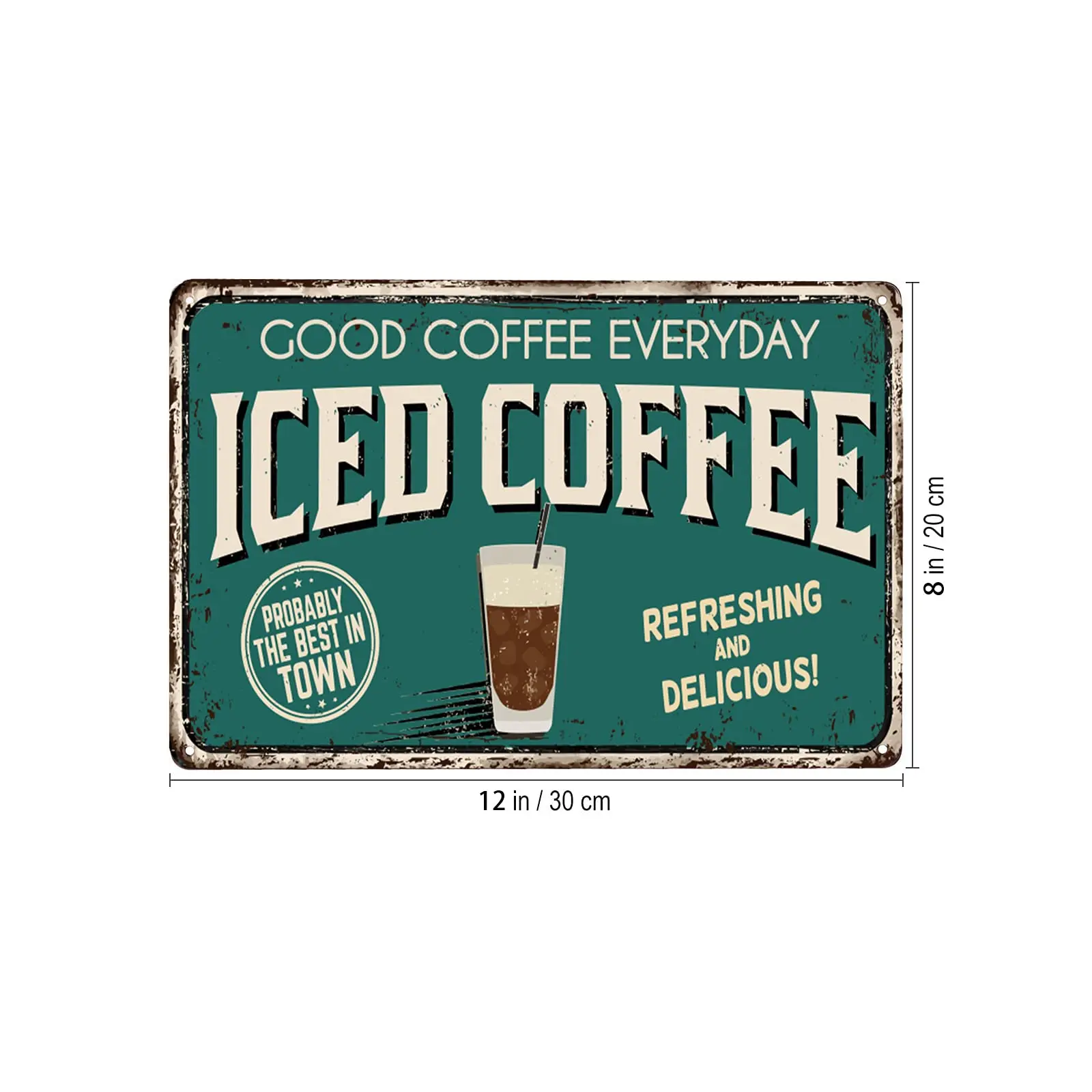 Lesiker Vintage Rusty Metal Sign Iced Coffee Metal Tin Sign for Wall Decor 12