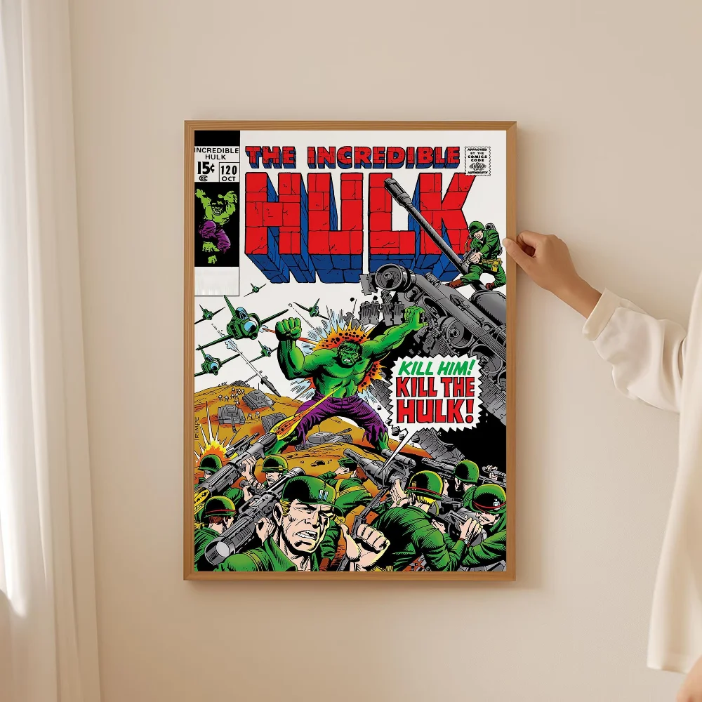 خارقة HULK ريترو كاريكاتير المشارك لزجة جدار الفن الطباعة غرفة المعيشة المنزلي غرفة نوم بار ديكور جمالي