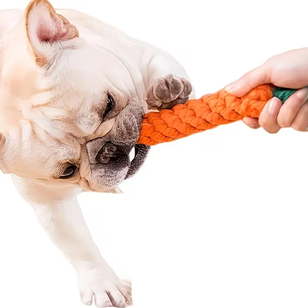 Bissfestes Karottenförmiges Hundespielzeug mit Seilknoten - Interaktives Kauspielzeug für Mittelgroße Hunde – Detail 3