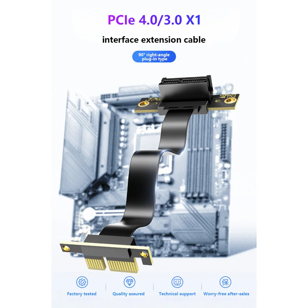 5cm/15cm Dual‑90° PCI‑E 3.0 / 4.0 X1 Right‑Angle Riser Extension Cable 3U Gold‑Plated For Sound Card USB Network Expansion Card