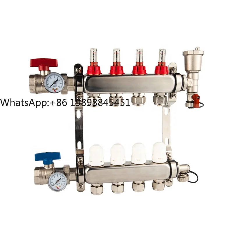 

304 Stainless Steel Hot Water Underfloor Heating Manifold With Flow Regulator Water for Floor Heating Systems Parts