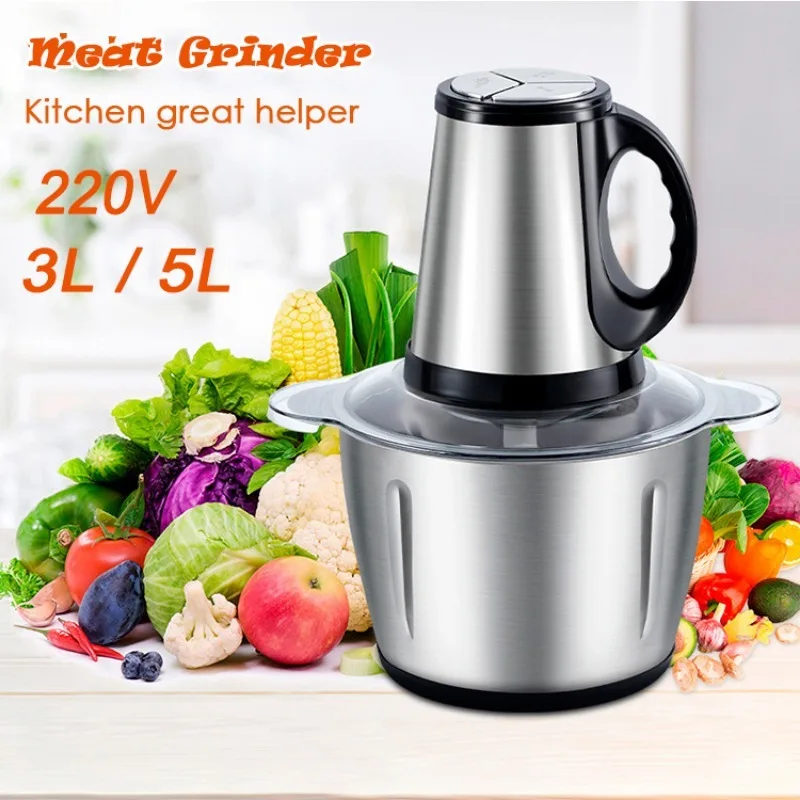 

220 В мясорубка электрическая из нержавеющей стали большой емкости многофункциональная вспомогательная пищевая машина мясорубка 3 регулировки шестерни