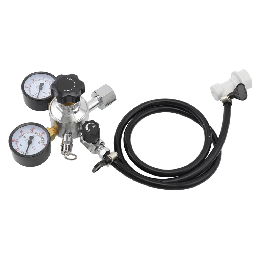 

Homebrew Keg CO2 Regulator Beer Brewing Kegerator Regulator Kit With 5/16" PVC Gas Line and Hose Clamp Ball Lock Quick Connector