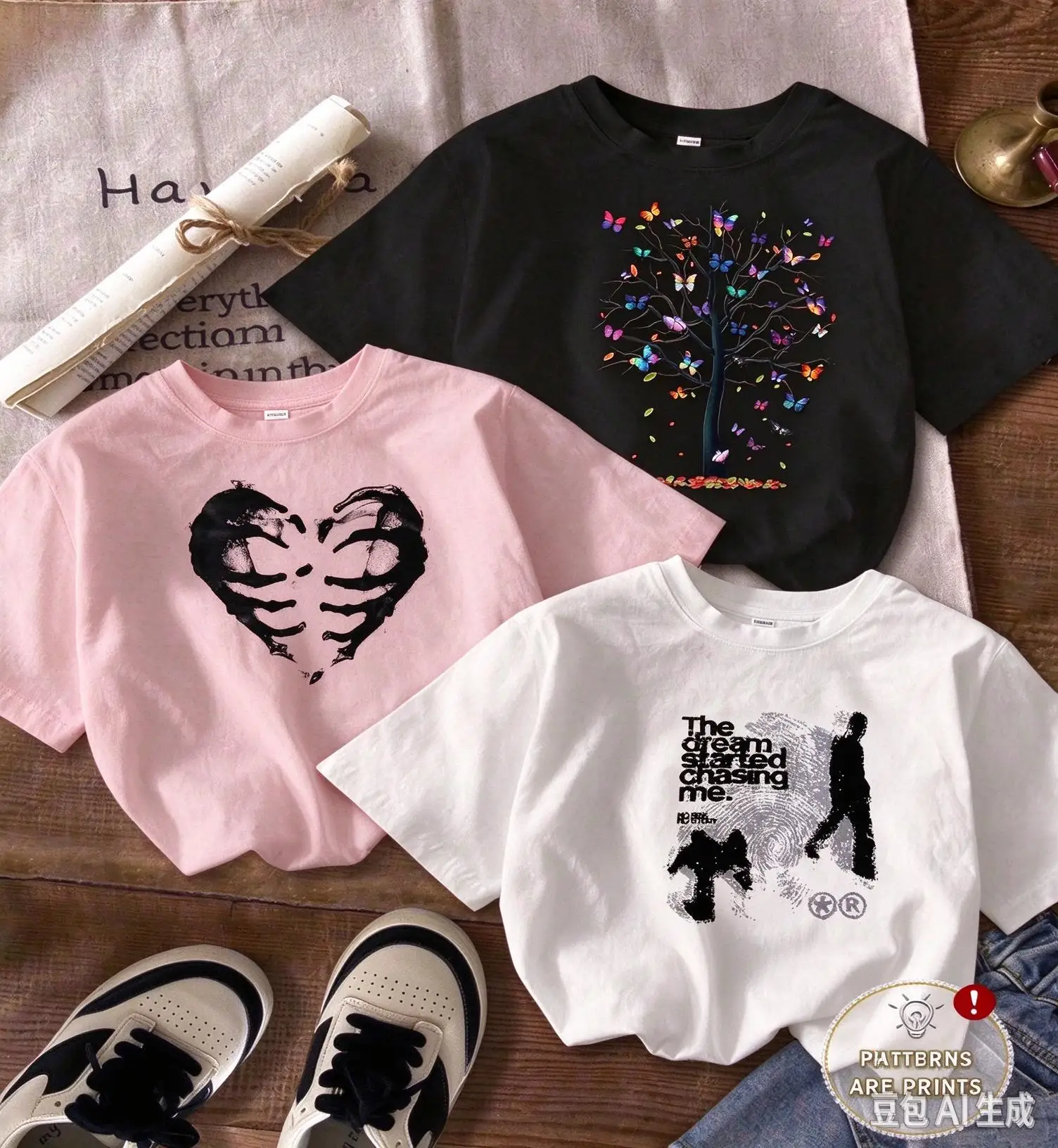 Gothic Skeleton Heart Graphic T Shirt Women Y2K Aesthetic Grunge Letter Print Tee Dark Grey Crewneck Short Sleeve Streetwear Tops