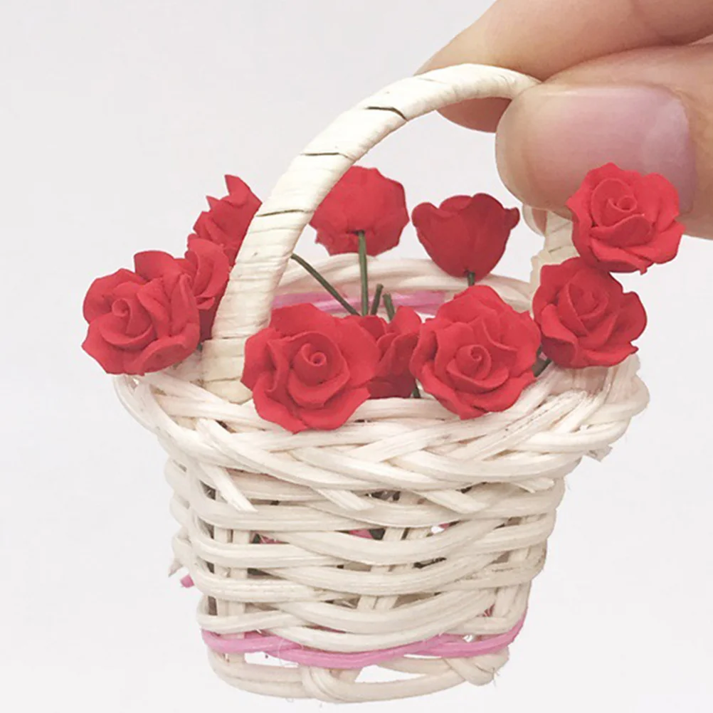 

5 Pcs Dollhouse Bouquet Mini Flowers Decorative Scenery Model Decoration Supply Arrangement Landscape Miniature Rose