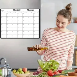 1pc Whiteboard Fridge Calendar Planner -Erasable Monthly Organizer with FreeEraser and Pen -Plastic Daily WorkstationAccessory f