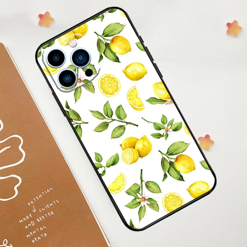 Lemon Fruit Case For iPhone 15 16 14 13 12 11 Pro Max Plus X XR XS 12 13 Mini Cover Accessories