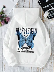 2024 New Hoodie Beautiful Butterfly Printed Hoodie Sweatshirt Casual Sweet Beauty Fashion Creative back printing Top