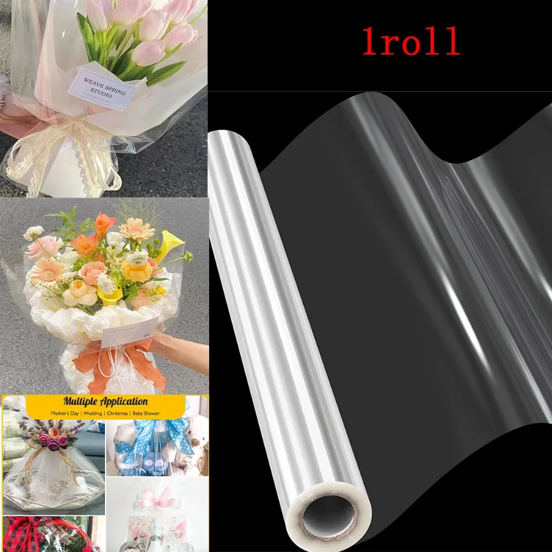 Cellophane Wrap Clear - Rolo de celofane transparente, 1/2 unidade,