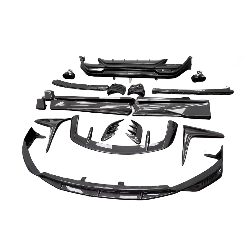 High Quality True Carbon Fiber T Style Front Bumper Lip Side Skirt Rear Diffuser Rear Spoiler Fit RX Body Kit Modification Parts