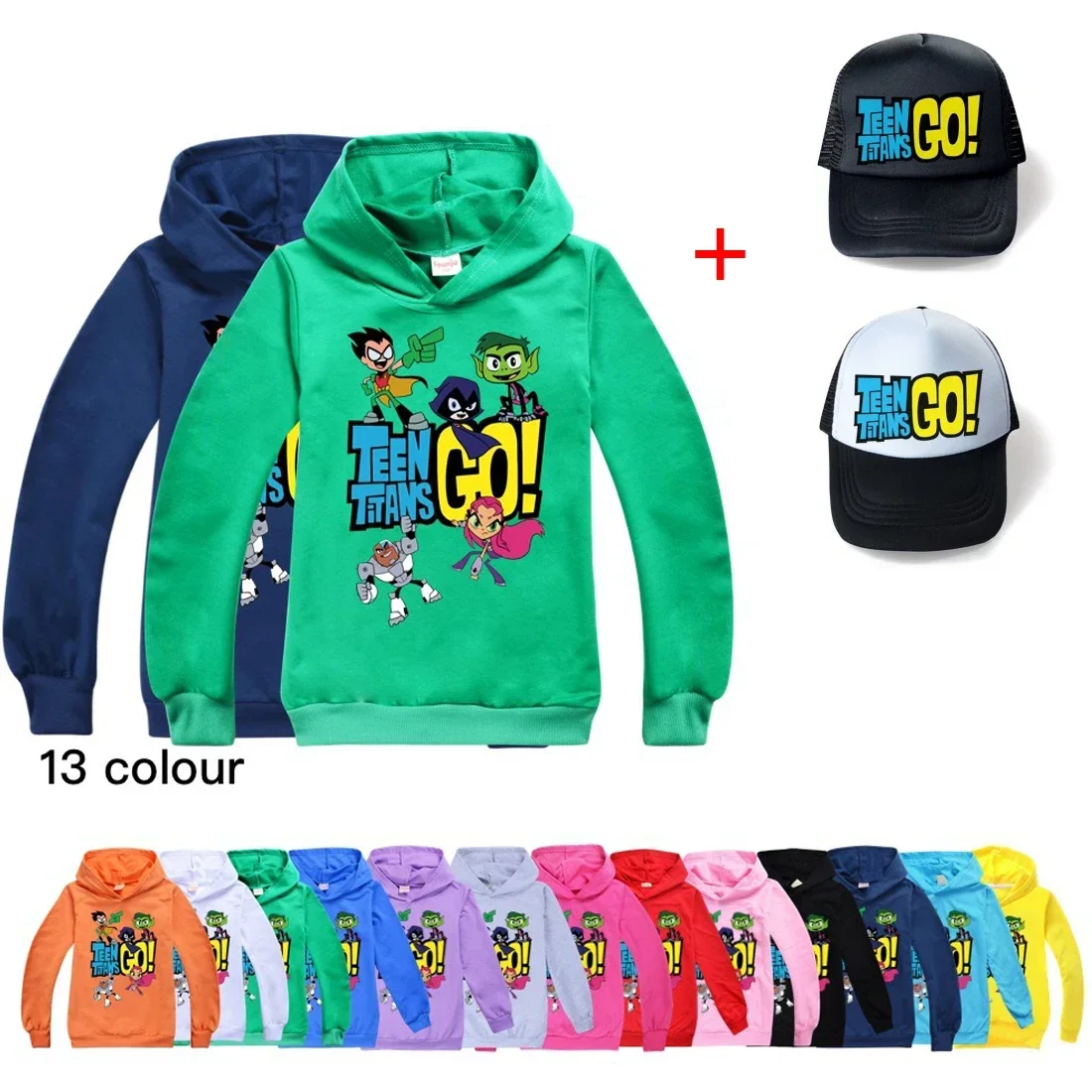 Fall Cartoon Kids Clothes Cartoon Teen Titans GO Boys Girls Long Sleeve Hoodies Spring Sports Leisure Children 2-16Y Sweatshirt