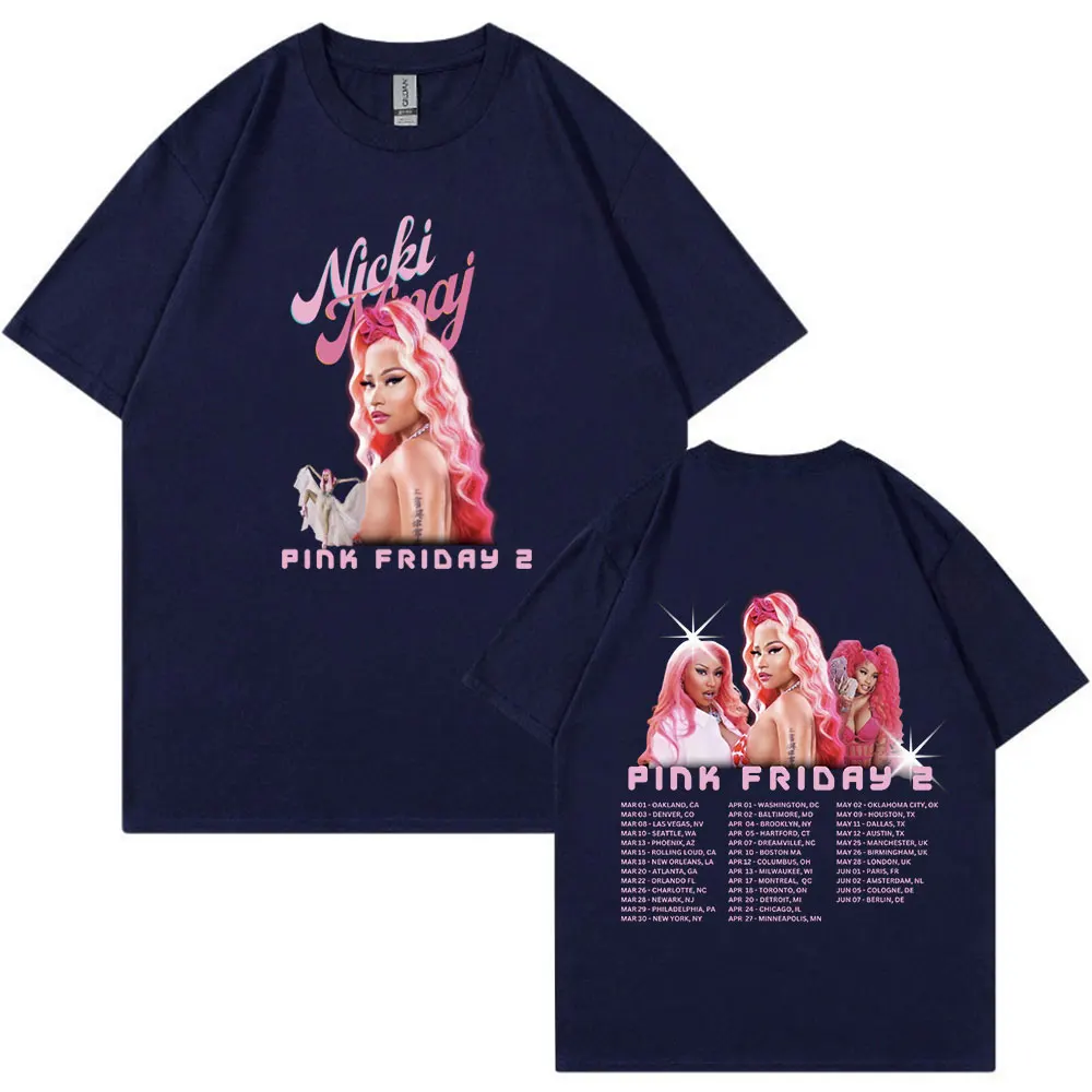 Raper Nicki Minaj T Shirt różowy Friday 2 Gag City światowa trasa koszulki męskie kobiety moda estetyczna T-shirt w za dużym rozmiarze z krótkim