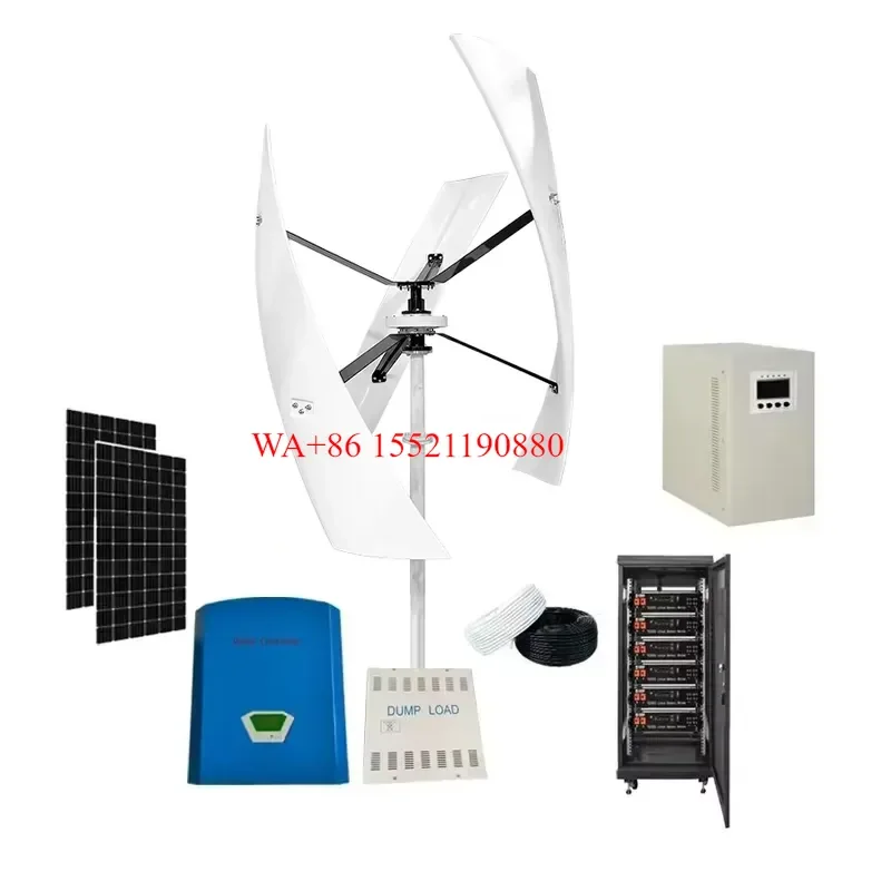 WMWMNU for Light Pole Wind Turbine Generator System Home Use 24V 48V Vertical Axis 5Kw 8Kw 1Kw Wind Turbines 10000W Hybrid