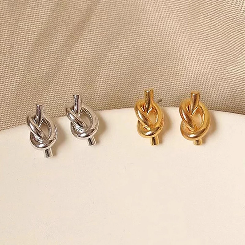 

PONYKISS 925 Sterling Silver 18K Gold Twisted Knotting Stud Earrings for Women Classic Fine Jewelry Geometric Accessories