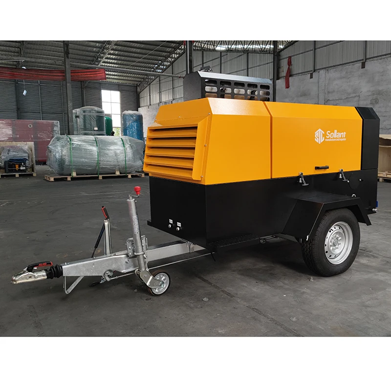 Tire Diesel Mobile Air Compressor Rugged For Rough Terrain Industrial Portable Compressor