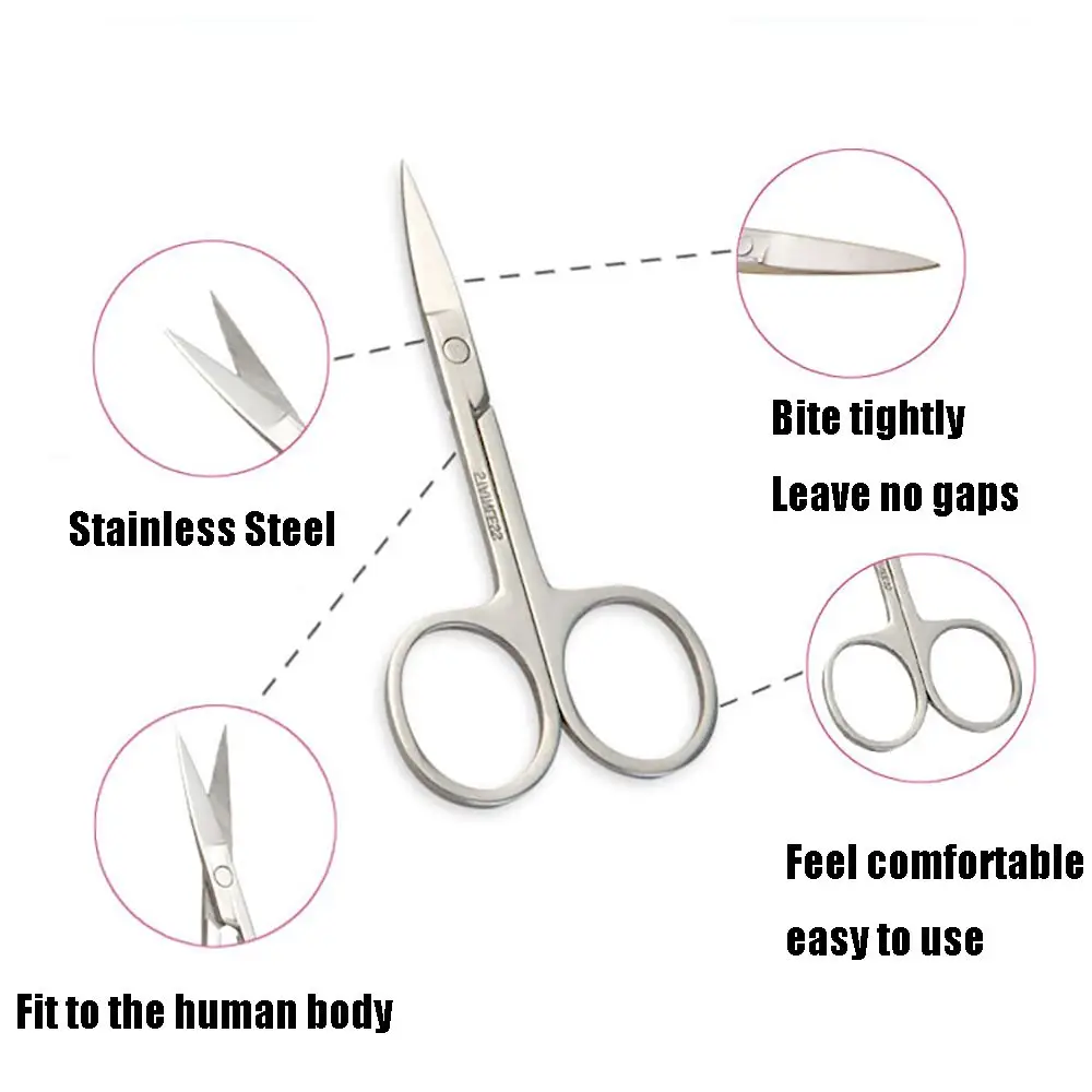 Silver Stainless Steel Beauty Tool Makeup Scissors Face Hair Removal Nose Trimmer Eyebrow Scissors