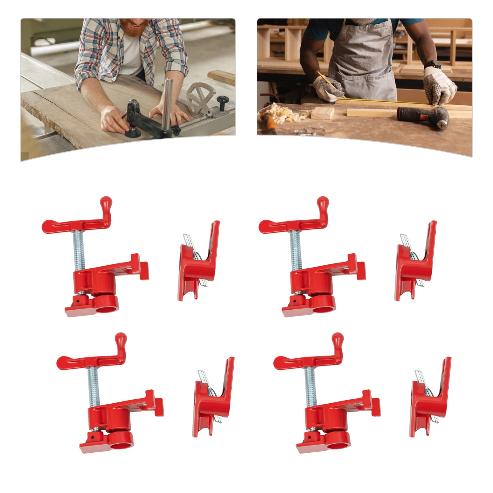 4Pcs Pipe Screw Clamps 3/4 Inch Pipe Clamps, Pipe Quick Release Clamp W/ 4 Non-slip Support Feet for Carpenters, Woodworkers