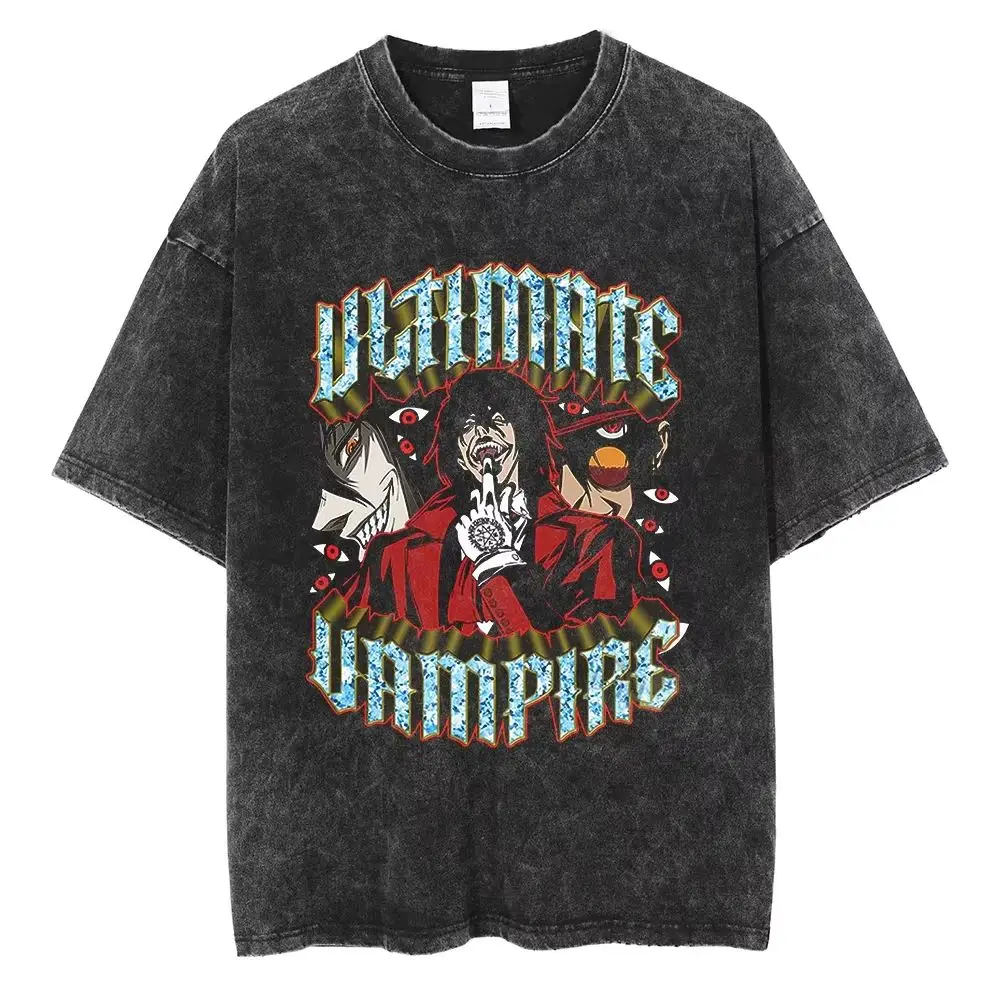 

Летние топы, мытая футболка с рисунком аниме «Акл Алукард», винтажная футболка с мангой, уличная хлопковая футболка с принтом, повседневный топ в стиле Харадзюку